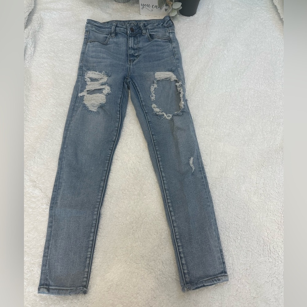 AE distressed highest rise jegging crop Size 4